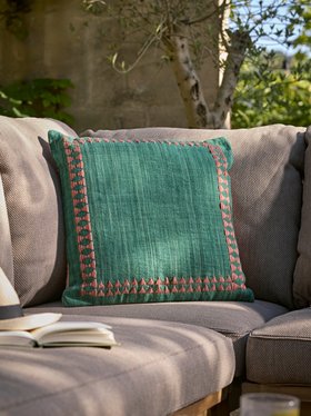 COX&COX Cosma Weave Embroidered Outdoor Cushion 1552274