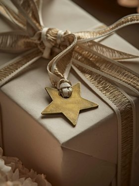 Six Distressed Metal Star Wrapping Charms