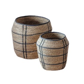 COX&COX Two Monochrome Seagrass Baskets 1751992