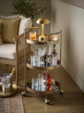 COX&COX Round Antiqued Glass Drinks Trolley 1251137