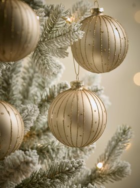 COX&COX Six Pearly Striped Glass Baubles 1050857