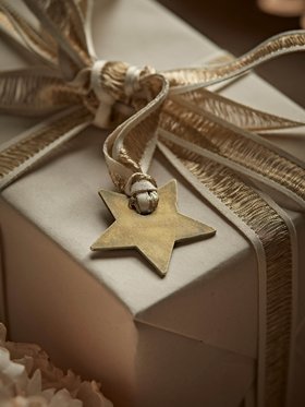 Six Distressed Metal Star Wrapping Charms