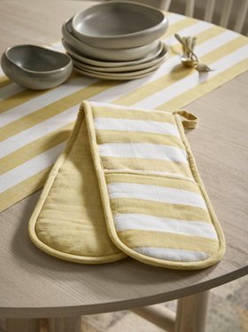 COX&COX Cotton Double Oven Glove - Ochre Stripe 1152848