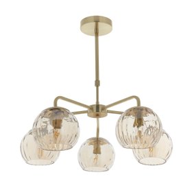 COX&COX Dimpled Glass Five Arm Chandelier 1352881