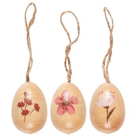 COX&COX Three Hanging Wooden Eggs 1152891