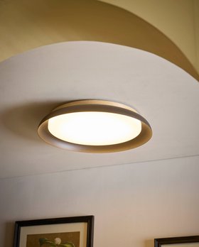 COX&COX Black Metal & Wood Veneer Ceiling Light 1351703