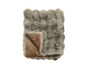 COX&COX Bobble Faux Fur Throw - Slate Grey 1852798
