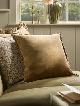 COX&COX Velvet & Cotton Linen Square Cushion Cover - Nutmeg 1852735
