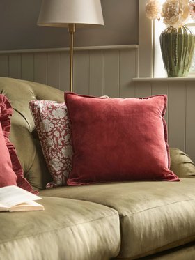 COX&COX Velvet & Cotton Linen Square Cushion Cover - Deep Red 1852738