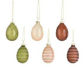 COX&COX 1151748 Six Textured Glass Hanging Eggs