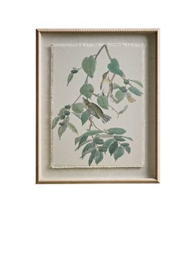 COX&COX Printed Linen Warblers Beaded Frame