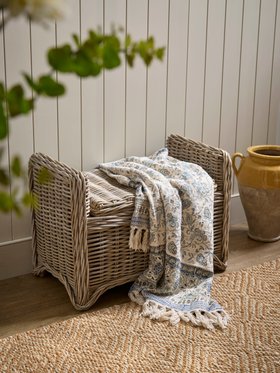 COX&COX Kaia Blue Block Printed Throw 1852810
