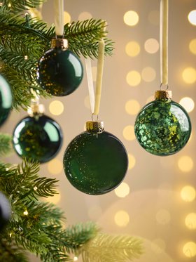 COX&COX Glass Bauble Selection- Dark Green 1053835