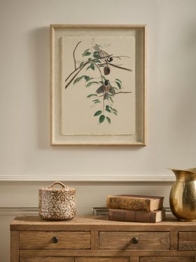 COX&COX Printed Linen Chickadees Beaded Frame 1154041