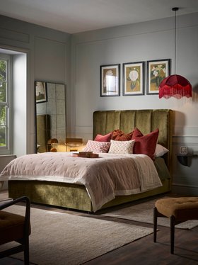 COX&COX Ribbed Olive Velvet Bed - King 1254079