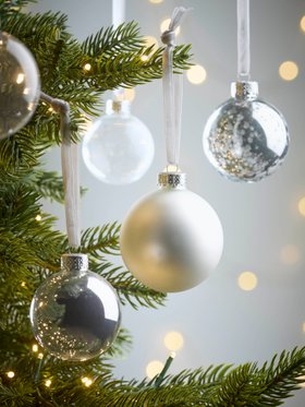 COX&COX Glass Bauble Selection - Silver 1053836