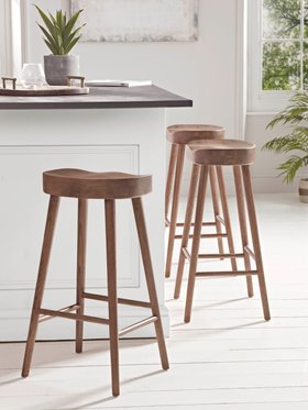 COX&COX Weathered Oak Counter Stool - Walnut Effect 1231472