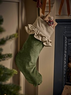 COX&COX Velvet Ruffle Stocking - Green