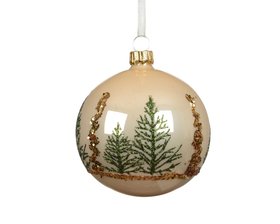 COX&COX Six Glittered Christmas Tree Glass Baubles 1053381