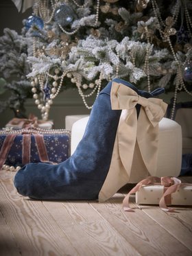 COX&COX Bow Velvet Stocking - Midnight Blue 1054242
