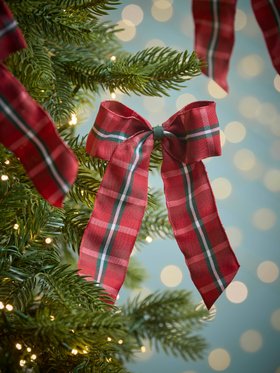 COX&COX Three Red Tartan Tree Bows 1054315