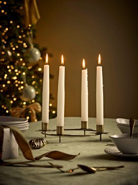 COX&COX  Antique Brass Round Candle Holder