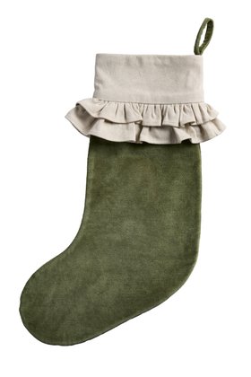 COX&COX Velvet Ruffle Stocking - Green
