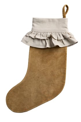 COX&COX Velvet Ruffle Stocking - Nutmeg
