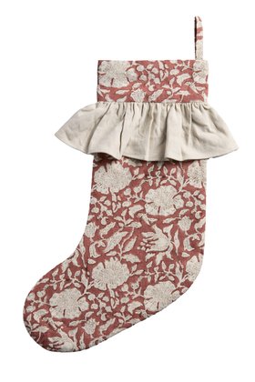 COX&COX Block Print Ruffle Stocking