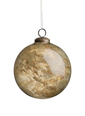 COX&COX Three Beautiful Glass Marble Effect Baubles - Amber