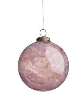 COX&COX Three Beautiful Glass Marble Effect Baubles - Pink 1054263
