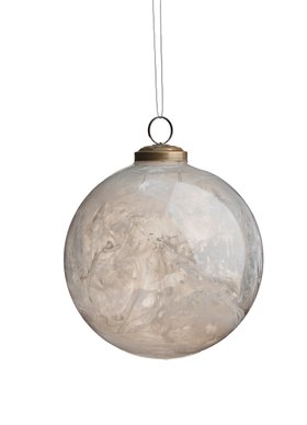 COX&COX Three Beautiful Glass Marble Effect Baubles - White 1054264