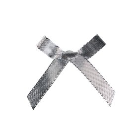 COX&COX Fifty Silver Metallic Bows With Glue Dot