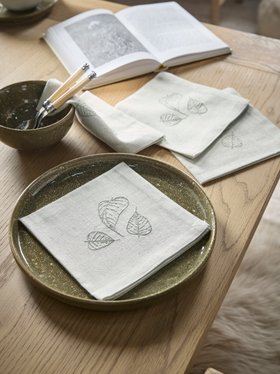 Cox & Cox Four Embroidered Leaf Napkins £35