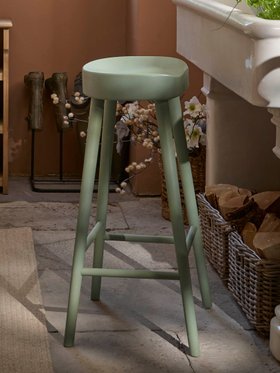 Cox & Cox Weathered Oak Counter Stool - Sage