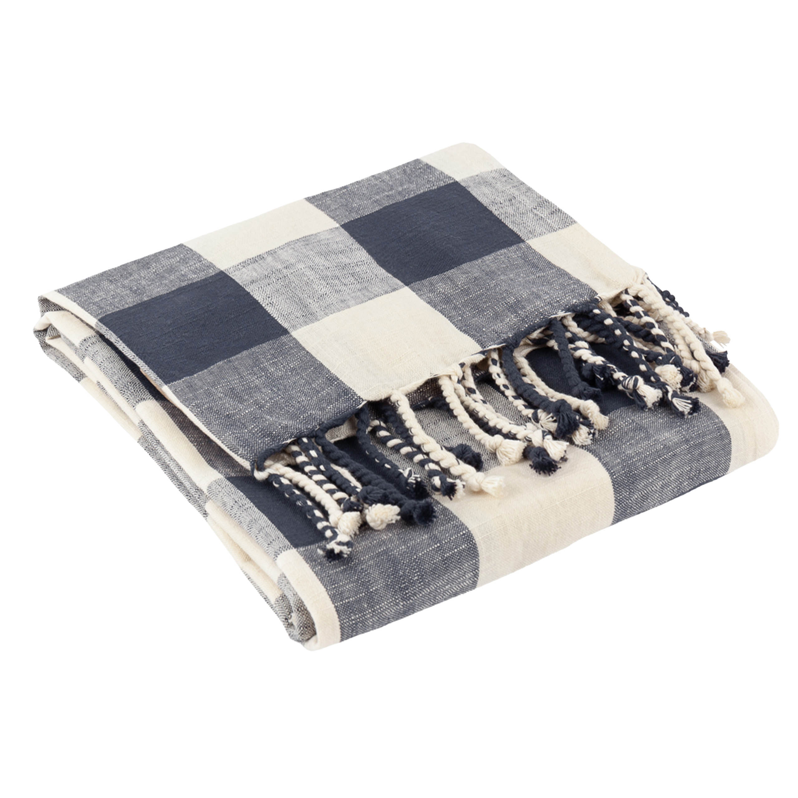 COX&COX Gingham Indoor Outdoor Throw - Blue 1552269