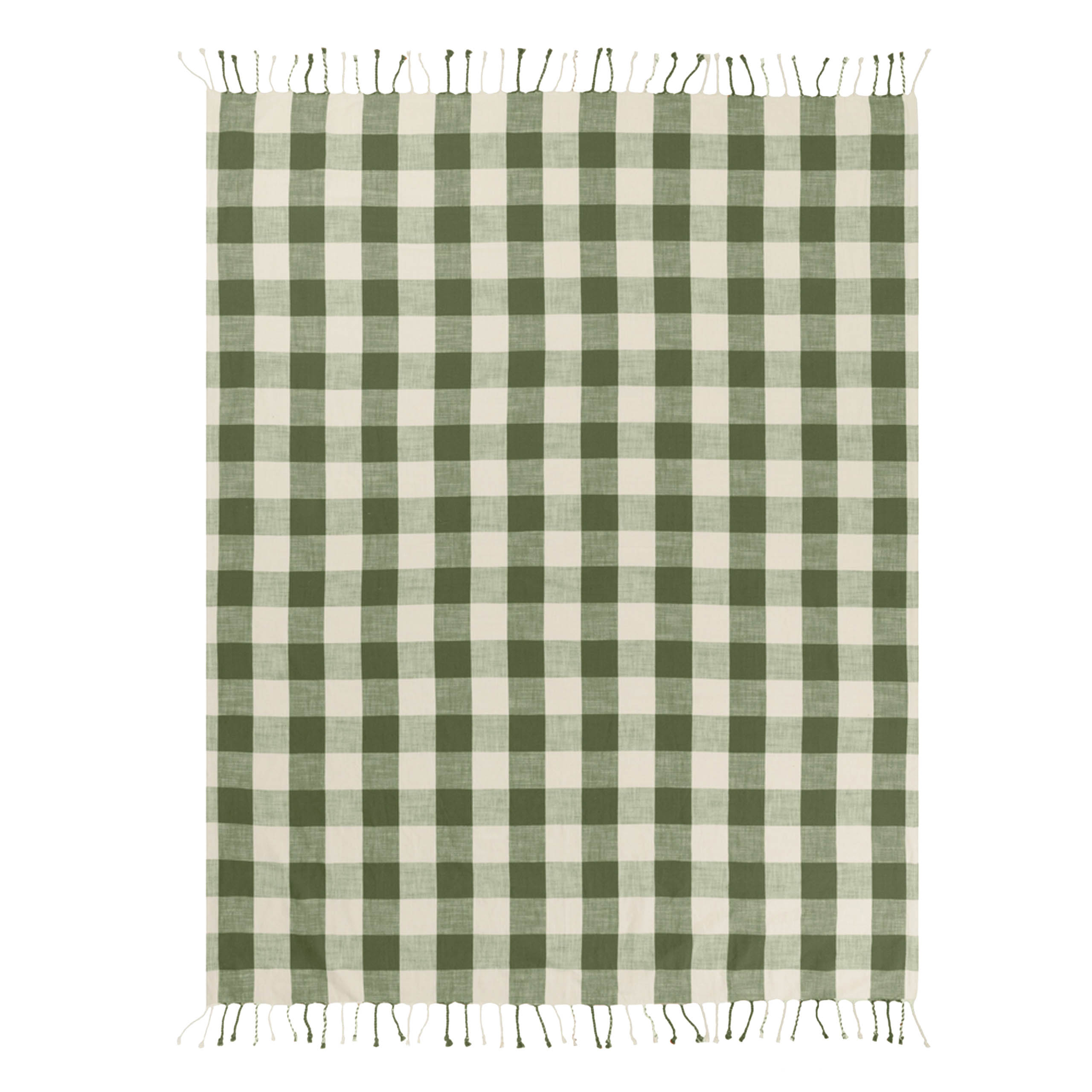 COX&COX Gingham Indoor Outdoor Throw - Green 1552267
