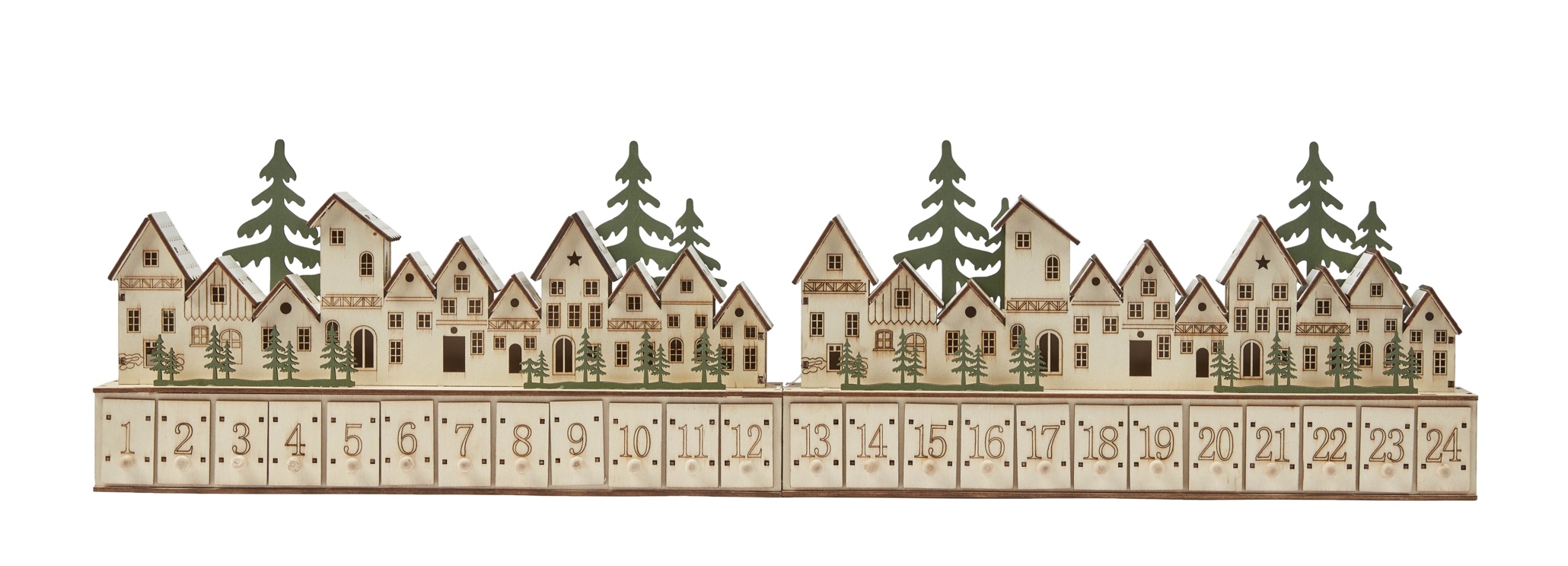 COX&COX Midwinter Village Lit Wooden Advent Calender