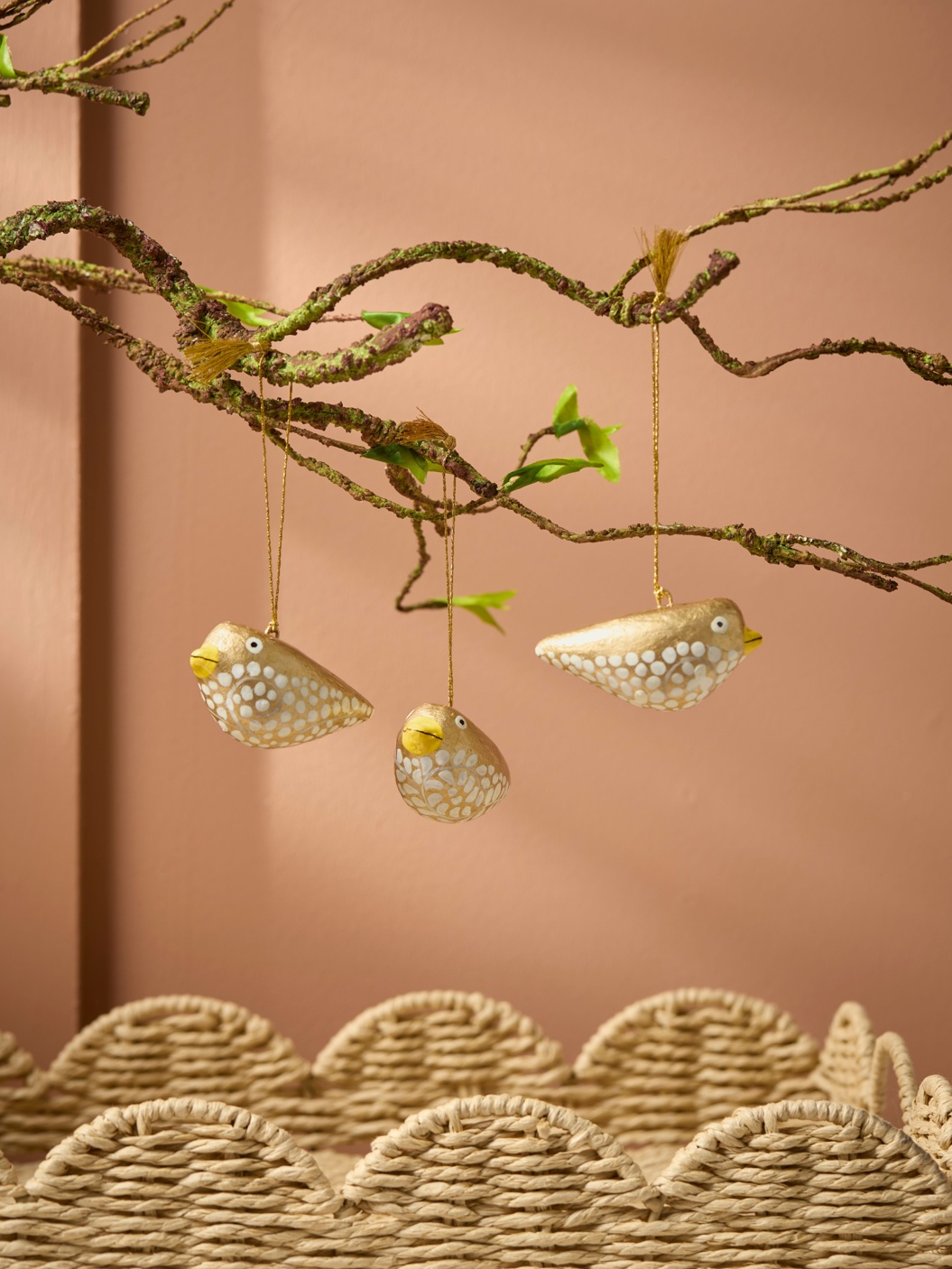 COX&COX Three Hanging Metal Birds 1152894