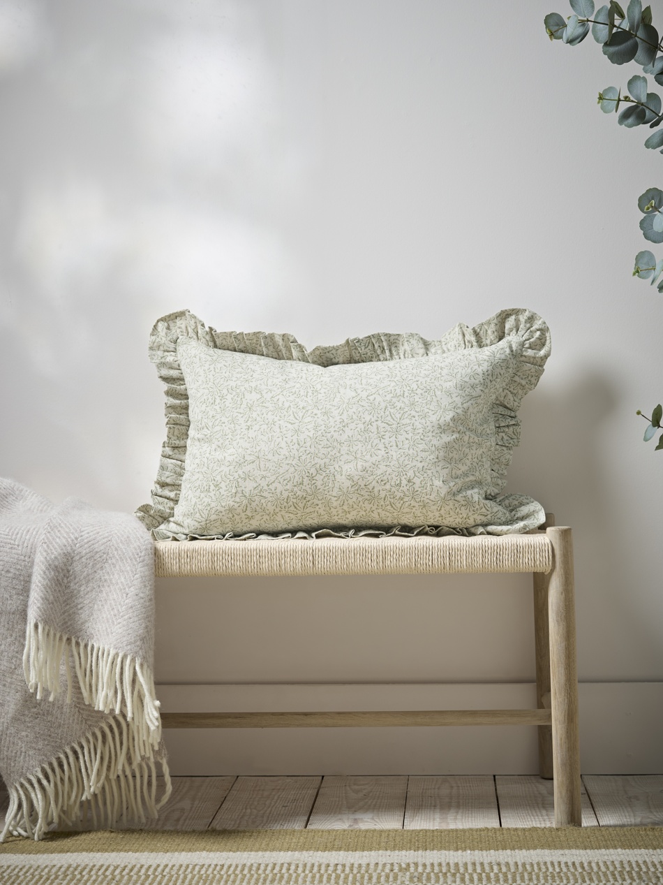 Cox & Cox Indira Hand Block Printed Cushion Cover - Olive Green