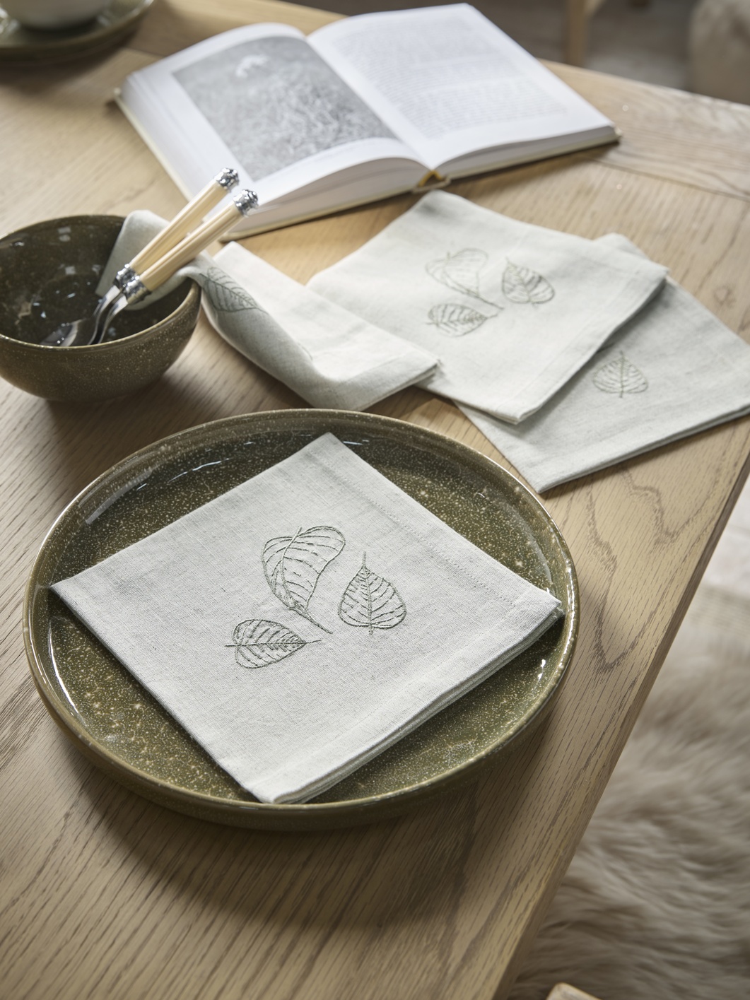 Cox & Cox Four Embroidered Leaf Napkins £35