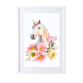 Rainbow Unicorn and Icelandic Poppies –Wildlife Botanical Art Print