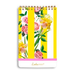 Floral Yellow Stripe Top Spiral Reporter Notepad