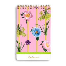 Floral Pink Stripe Top Spiral Reporter Notepad