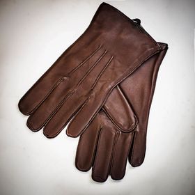 Dents 3 Point Plain Leather Gloves - Brown