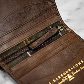 Barbour Colwell Small Leather Billfold Wallet - Brown