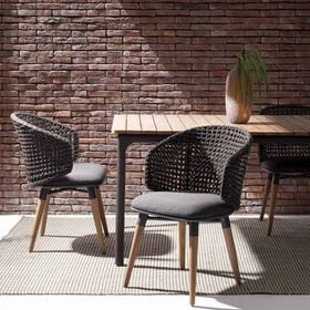 Poltrona da Giardino con Gambe Teak e Tessuto - Chantall