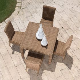 Tavolo da Pranzo Quadrato per Esterno in Rattan - Yves