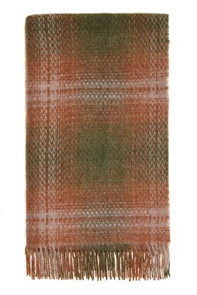 MOON, Ombre Plaid Terracotta Green British Wool Throw, £110