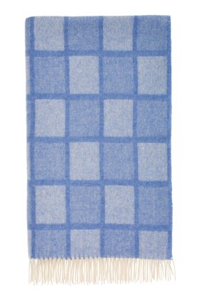 MOON, Windowpane Blue White Merino Wool Throw, £120